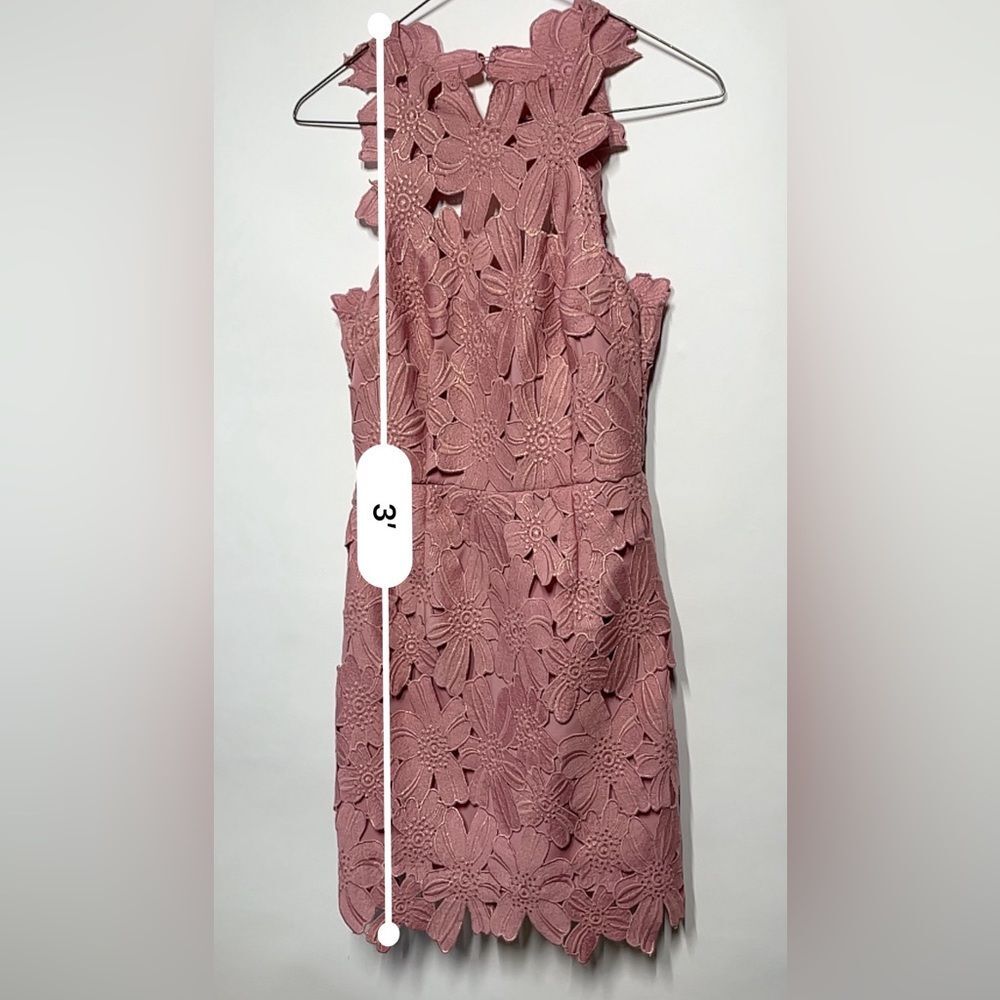 Saylor X Free People Jessa Lace Mini Shift Dress in Blush Mauve Pink S - Picture 5 of 14